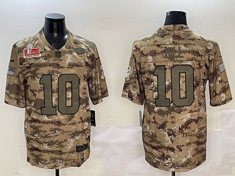 Men Kansas City Chiefs 10 Hill Camo Nike 2025 Salute to Service Limited NFL Jersey style 1
